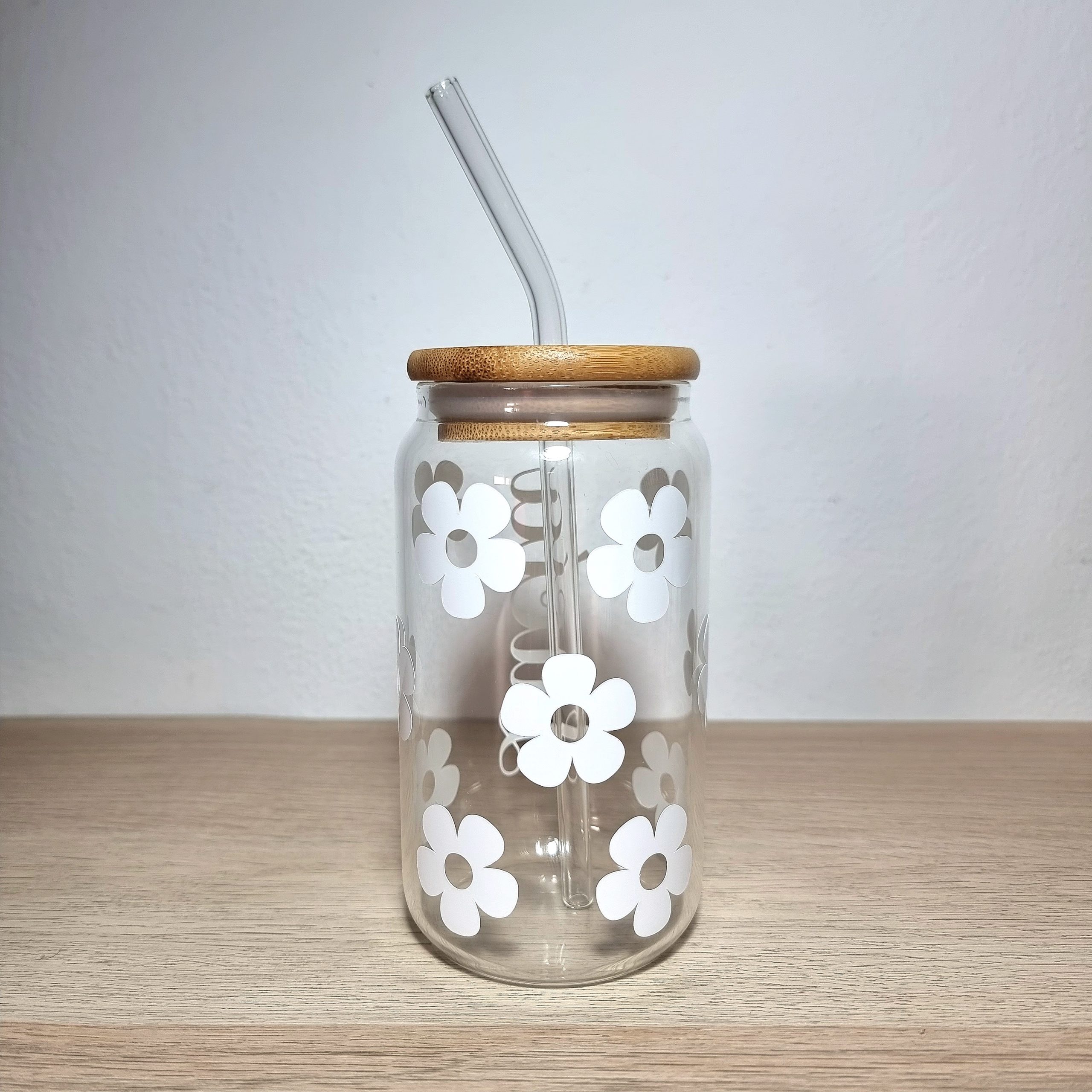 Vaso flores blancas personalizado con nombre - Imagen 3