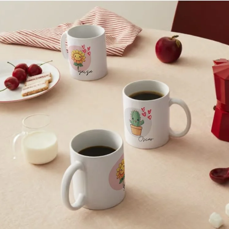 Pack de tazas parejas girasol y cactus