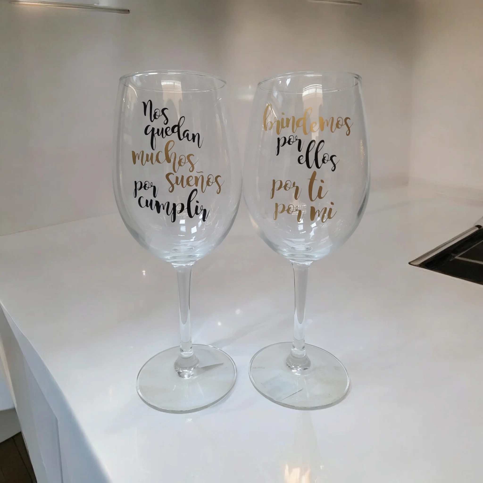 Set de copas personalizadas con frase motivadora