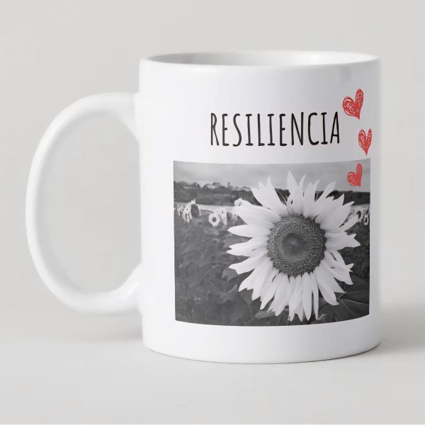 Taza resiliencia girasol - frase motivadora