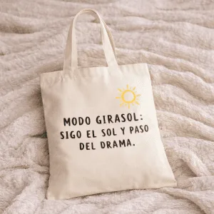 Tote bag modo girasol - bolsa de tela personalizada con frase y girasoles