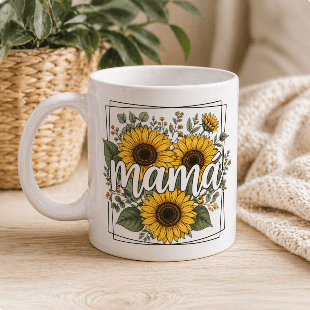taza mamá girasoles