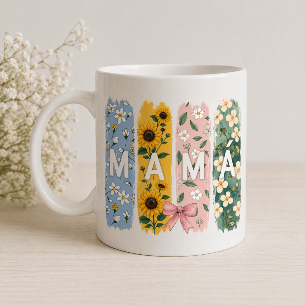 taza mamá flores