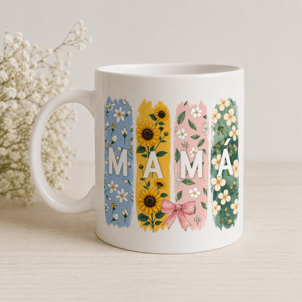 Taza mamá con flores