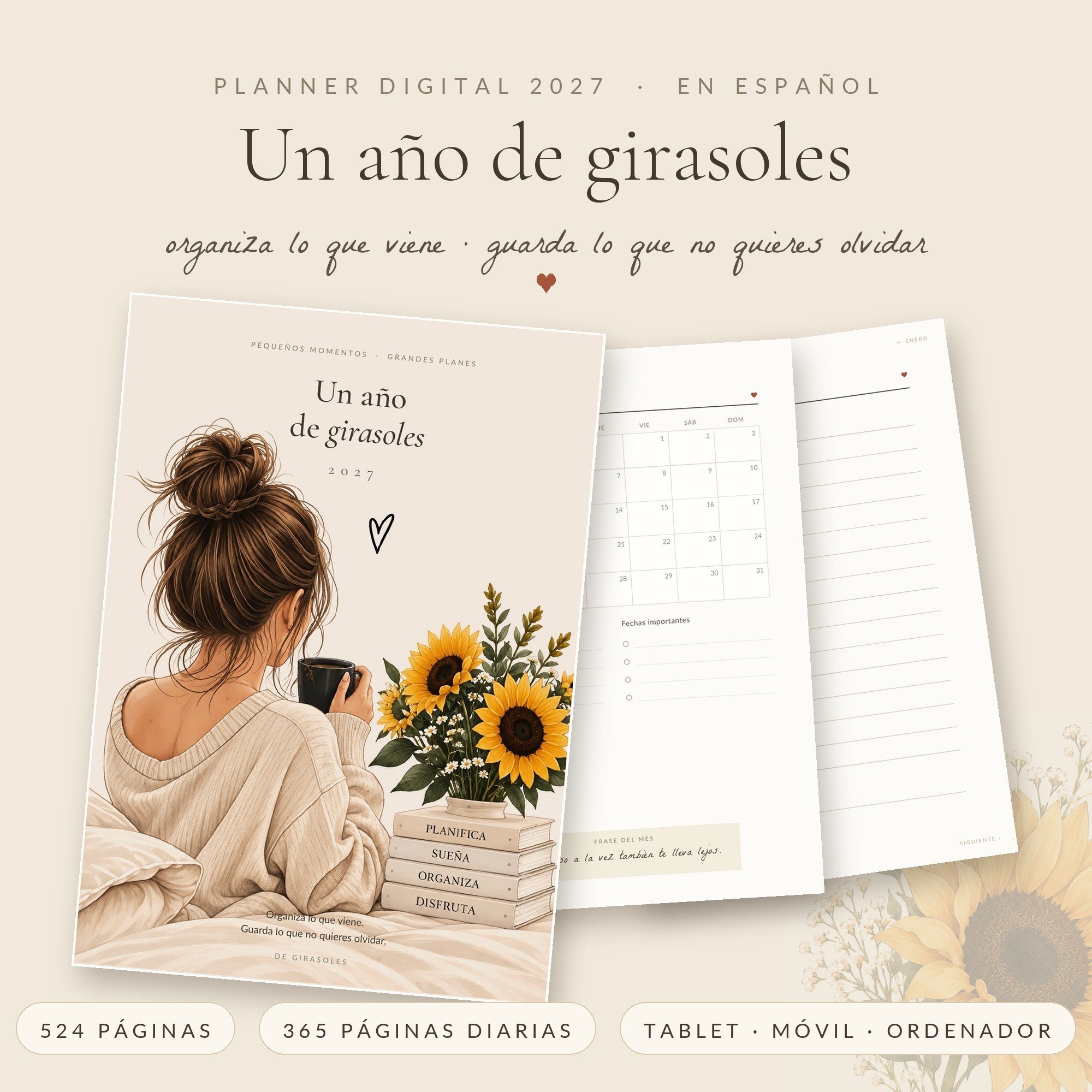 Un año de girasoles · Planner digital 2027