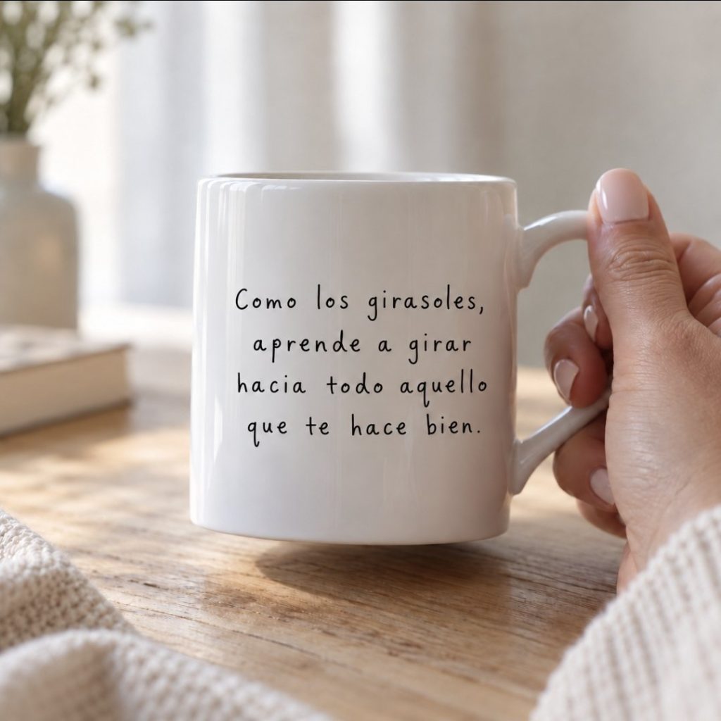 Taza con frase girasol